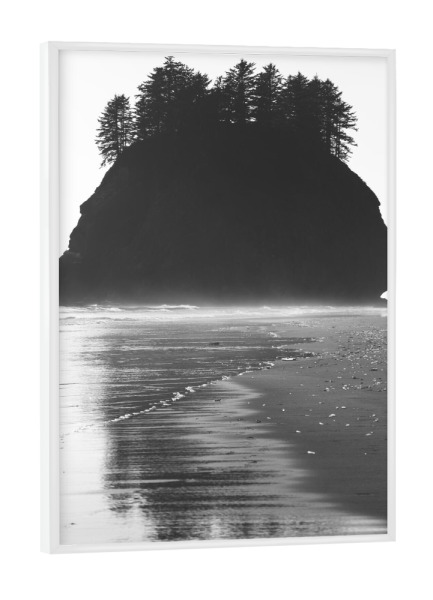 Poster mit weißem Rahmen "Silhouettes at Second Beach" artboxONE - Natur,Schwarzweiß