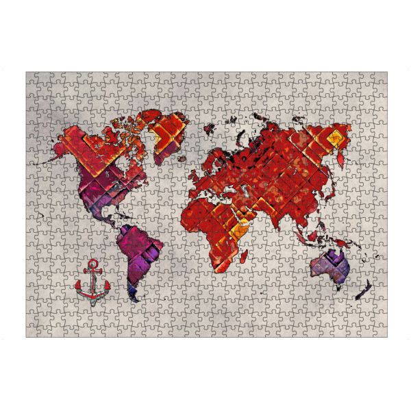 Puzzle Ravensburger "World map red cartoon art" artboxONE - Reise,Kartografie