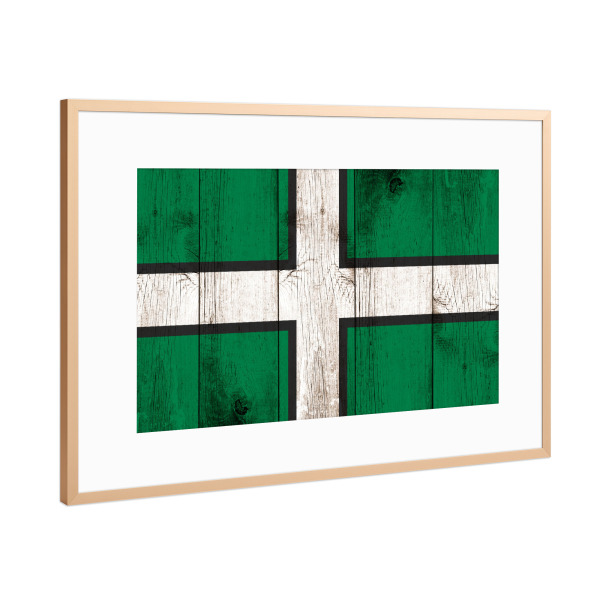 Poster mit Rahmen Kupfer "Devon Vintage Flag" artboxONE - Reise,Abstrakt,Reise / Länder