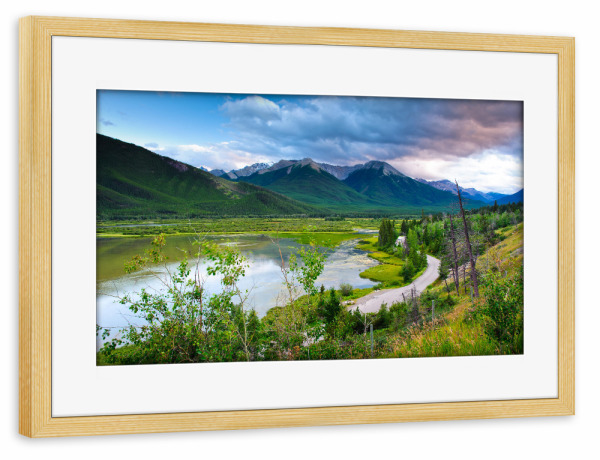 Poster mit Rahmen kiefer "Vermilion Lakes in Banff" artboxONE - Natur