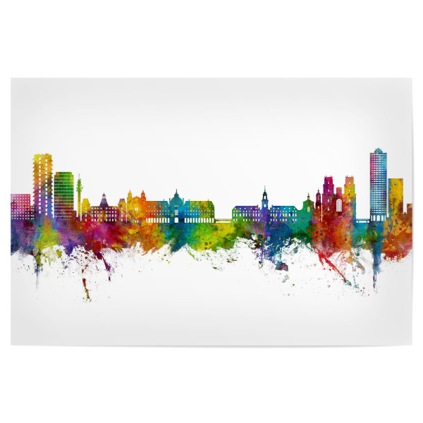 Poster "Rennes France Skyline" artboxONE - Städte - Rennes,France,Skyline,Cityscape,Stadtbild,Watercolor,Bunt,Colorful,Frankreich,City,Stadt