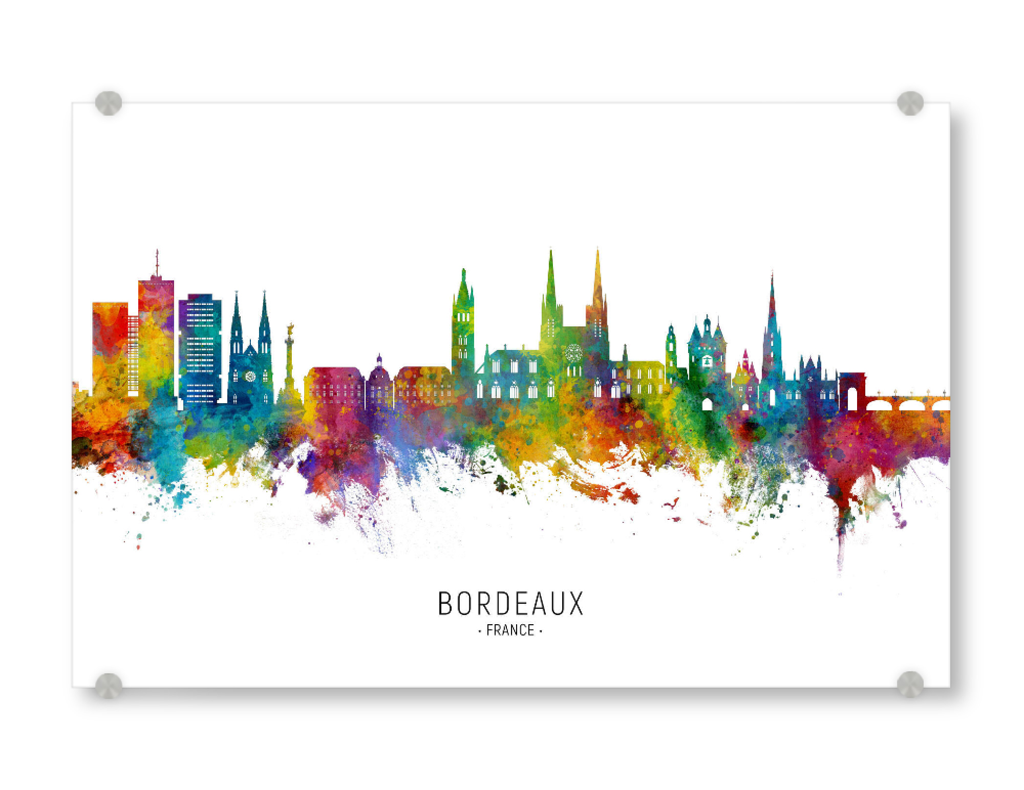 Acrylglasbild "Bordeaux France Skyline txt" artboxONE - Städte
