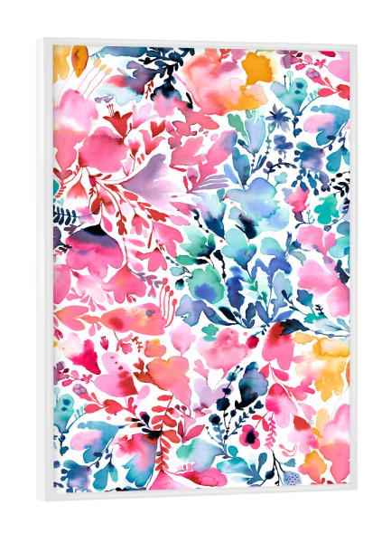 Poster mit weißem Rahmen "Magic Watercolor Flowers Colorful" artboxONE - Natur,Floral,Abstrakt