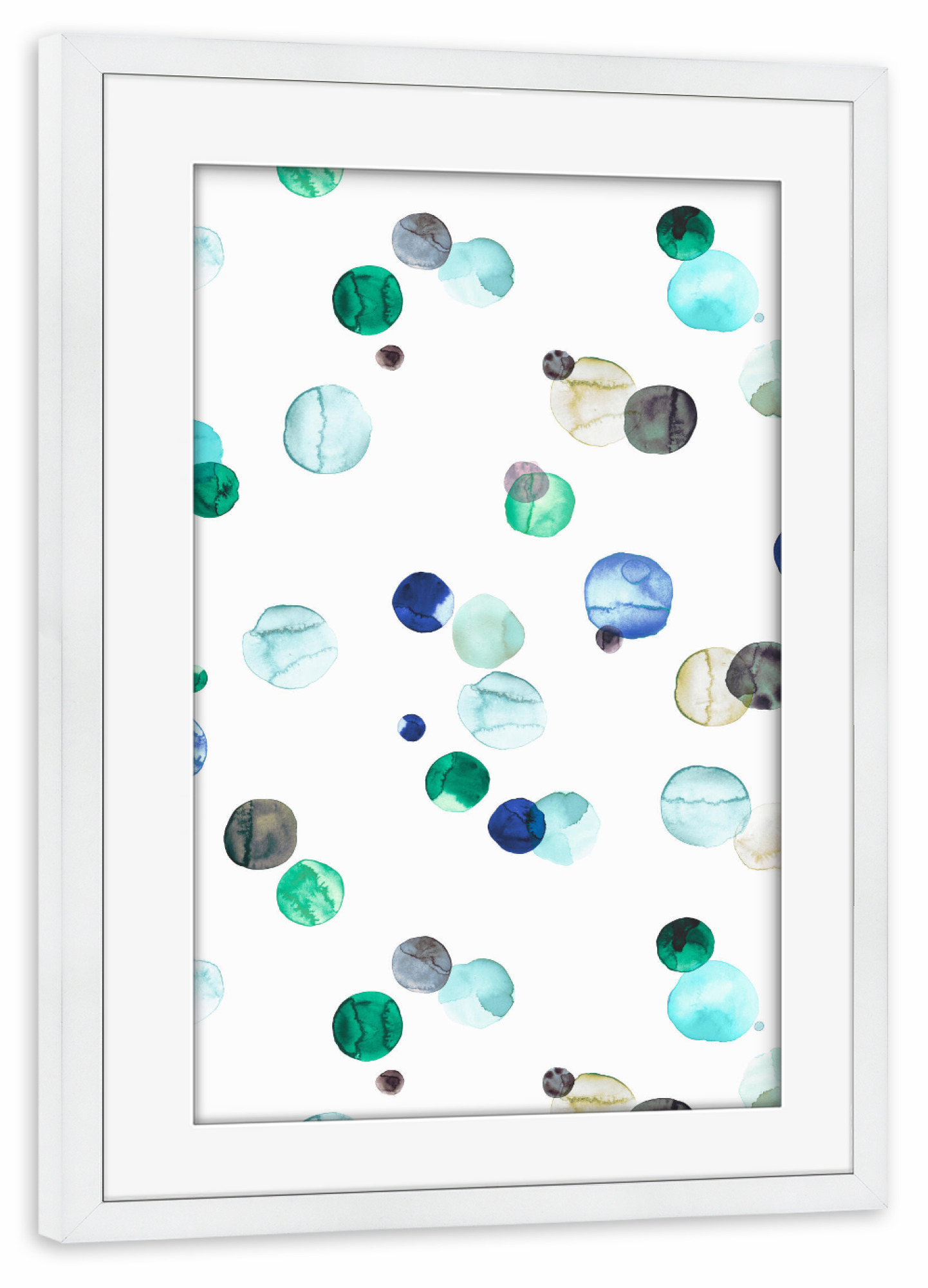 Poster mit Rahmen weiß "Watercolor Minimal Dots Blue" artboxONE - Abstrakt,Geometrie,Galaxy