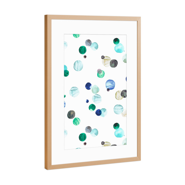 Poster mit Rahmen Kupfer "Watercolor Minimal Dots Blue" artboxONE - Abstrakt,Geometrie,Galaxy