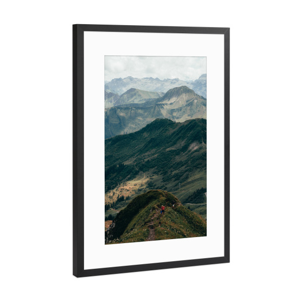 Poster mit Rahmen Schwarz (Metallic) "Bergaussicht" artboxONE - Natur,Reise