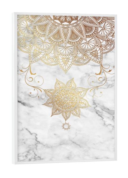 Poster mit weißem Rahmen "Mandala Golden drop" artboxONE - Abstrakt,Geometrie