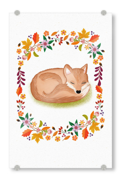Acrylglasbild "Fuchs mit Herbstkranz" artboxONE - Für Kinder,Tiere
