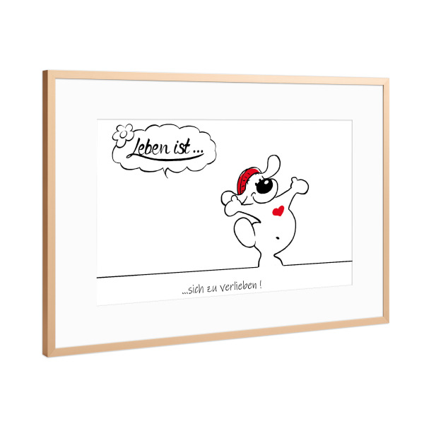 Poster mit Rahmen Kupfer "Leben ist... sich zu verlieben" artboxONE - Typografie,Tiere,Comic,Lustig