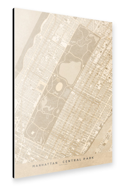 Alu-Dibond "Sepia vintage map of Central Park" 30x20 cm artboxONE
