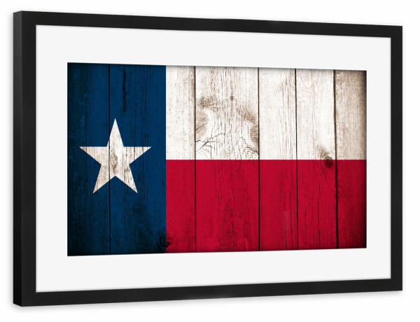 Poster mit Rahmen schwarz "Wooden Texas Flag" artboxONE - Reise,Reise / Länder
