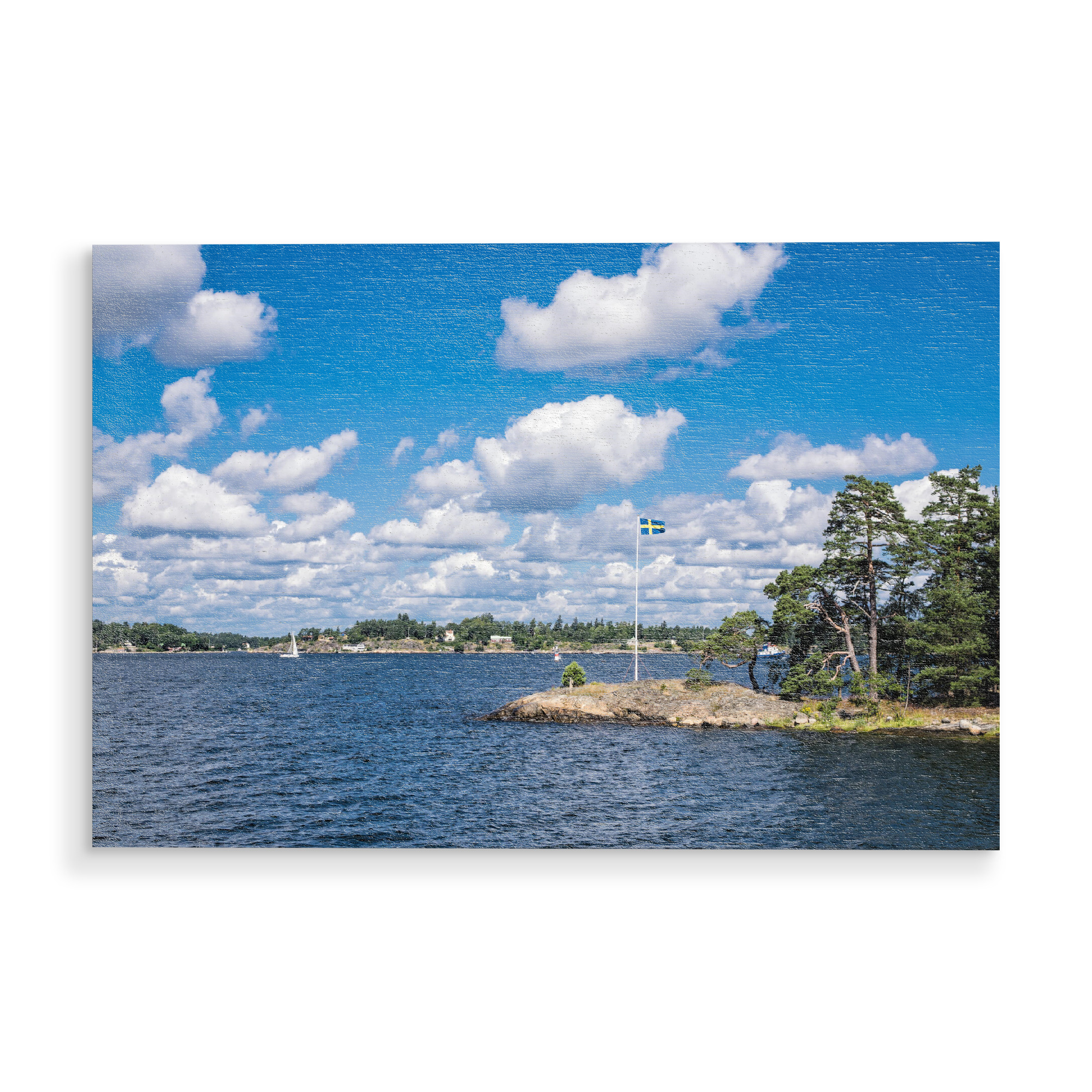Holzbild "Fahne im Schärengarten" artboxONE - Natur,Reise,Reise / Strand und Meer,Reise / Länder
