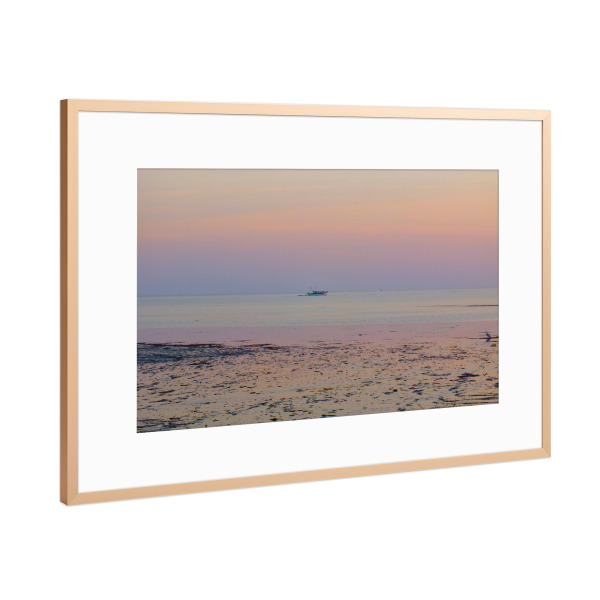 Poster mit Rahmen Kupfer "Fisherboat at Sunrise" artboxONE - Natur,Reise,Reise / Strand und Meer