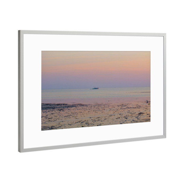 Poster mit Rahmen Silber "Fisherboat at Sunrise" artboxONE - Natur,Reise,Reise / Strand und Meer