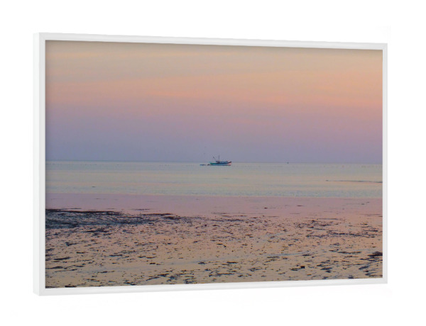 Poster mit weißem Rahmen "Fisherboat at Sunrise" artboxONE - Natur,Reise,Reise / Strand und Meer