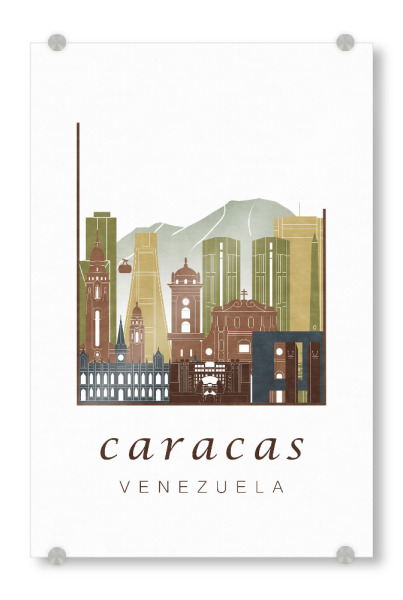 Acrylglasbild "Caracas skyline light brown" artboxONE - Städte,Reise,Architektur,Kartografie
