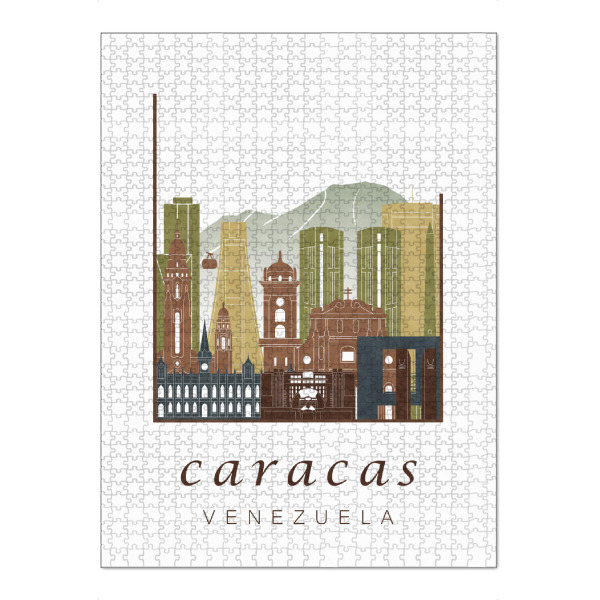 Puzzle Ravensburger "Caracas skyline light brown" artboxONE - Städte,Reise,Architektur,Kartografie