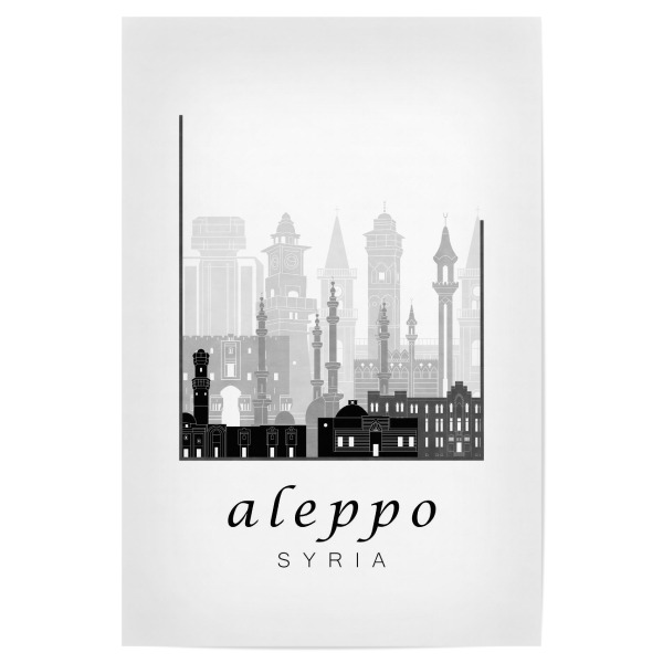 Poster 30x20 cm "Aleppo skyline black white" artboxONE - Städte,Reise,Architektur,Kartografie