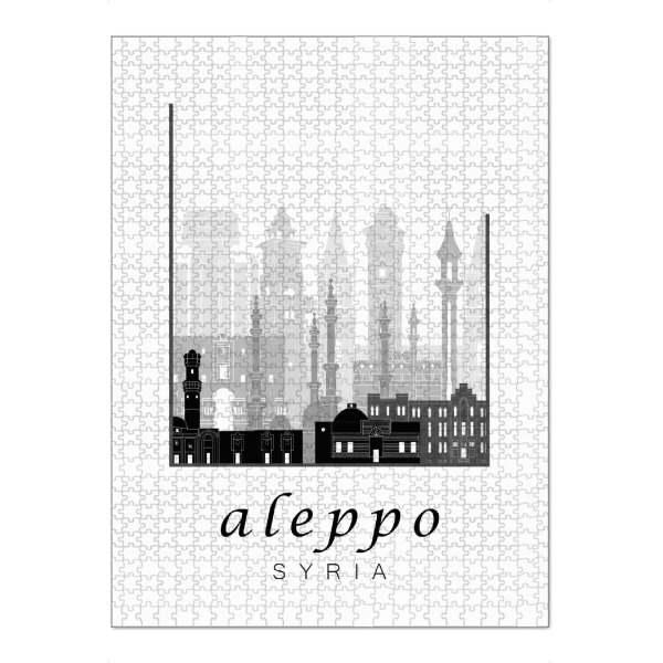 Puzzle Ravensburger "Aleppo skyline black white" artboxONE - Städte,Reise,Architektur,Kartografie