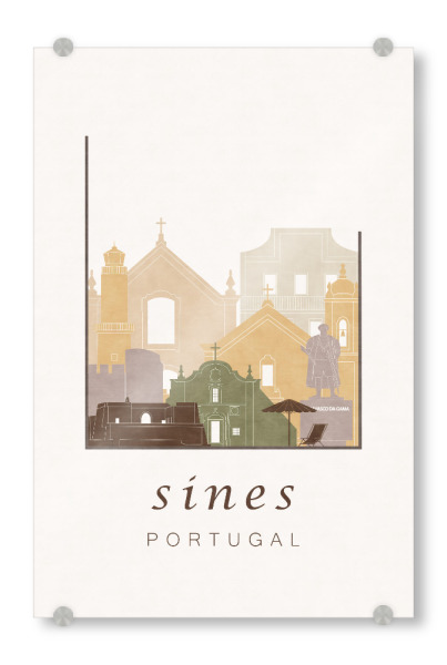 Acrylglasbild "Sines skyline rustic" artboxONE - Städte,Reise,Architektur,Kartografie