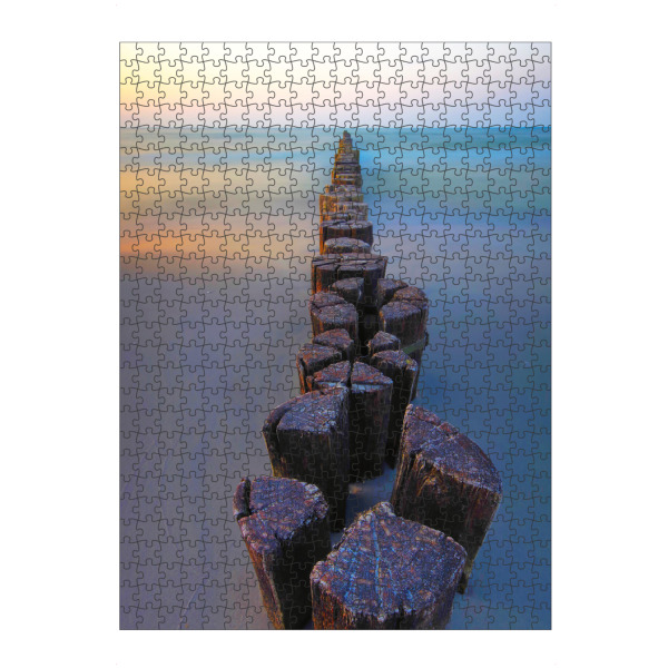 Puzzle Ravensburger "Buhnen bei Sonnenuntergang am Meer" artboxONE - Natur,Reise,Geometrie
