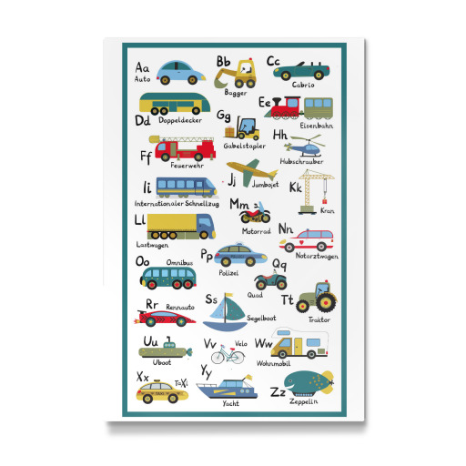 ABC Lernposter Autos und Fahrzeuge