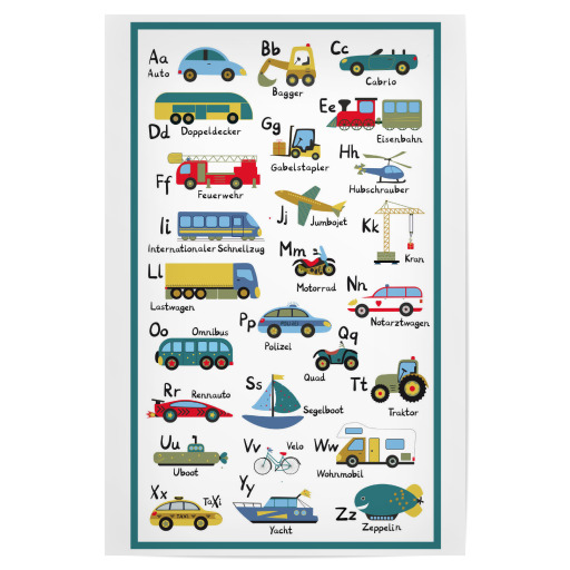 ABC Lernposter Autos und Fahrzeuge