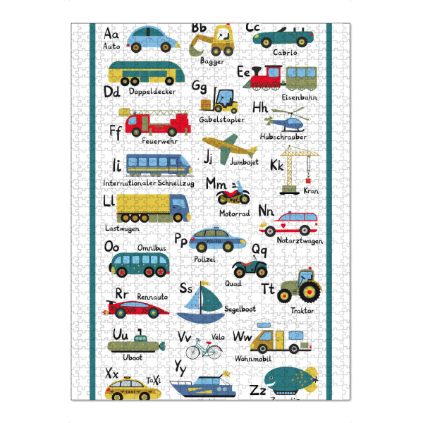 Puzzle Ravensburger "ABC Lernposter Autos und Fahrzeuge" artboxONE - Für Kinder,Automobile,Buchstaben