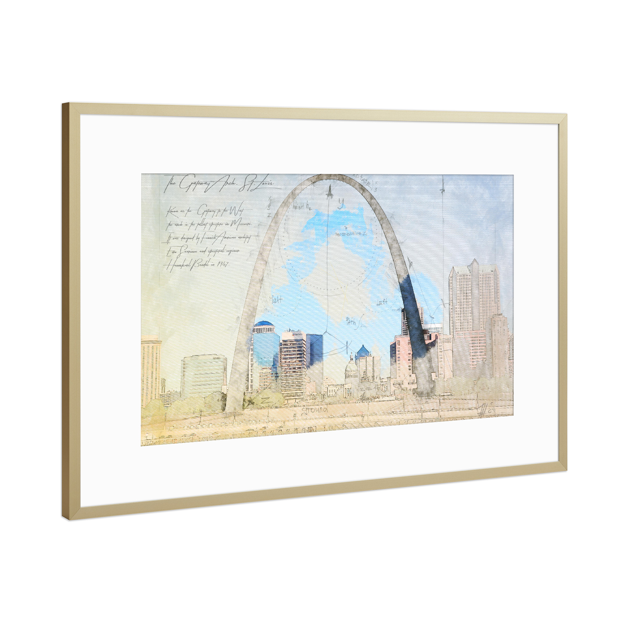 Poster mit Rahmen Gold "Gateway Arch, Saint Louis" artboxONE - Architektur,Reise / Länder,Städte / Weitere