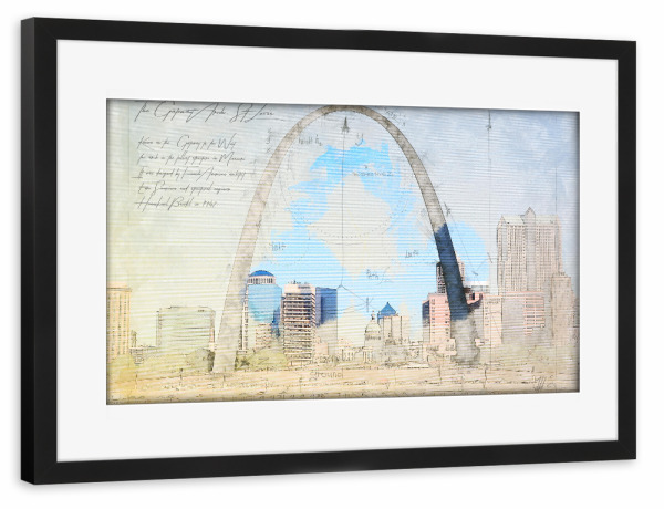 Poster mit Rahmen schwarz "Gateway Arch, Saint Louis" artboxONE - Architektur,Reise / Länder,Städte / Weitere