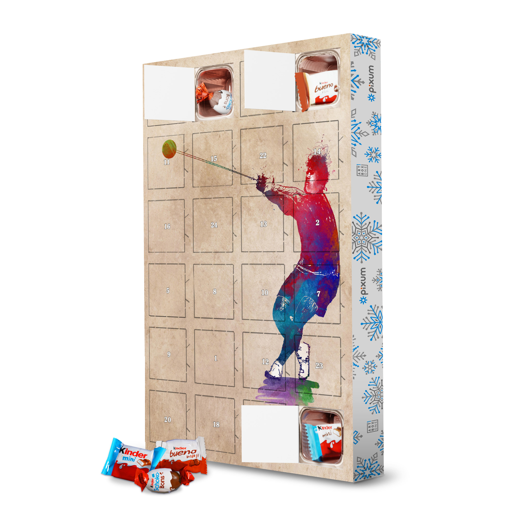 Adventskalender mit Produkten von Kinder Hammer throw sport artboxONE Adventskalender Sport