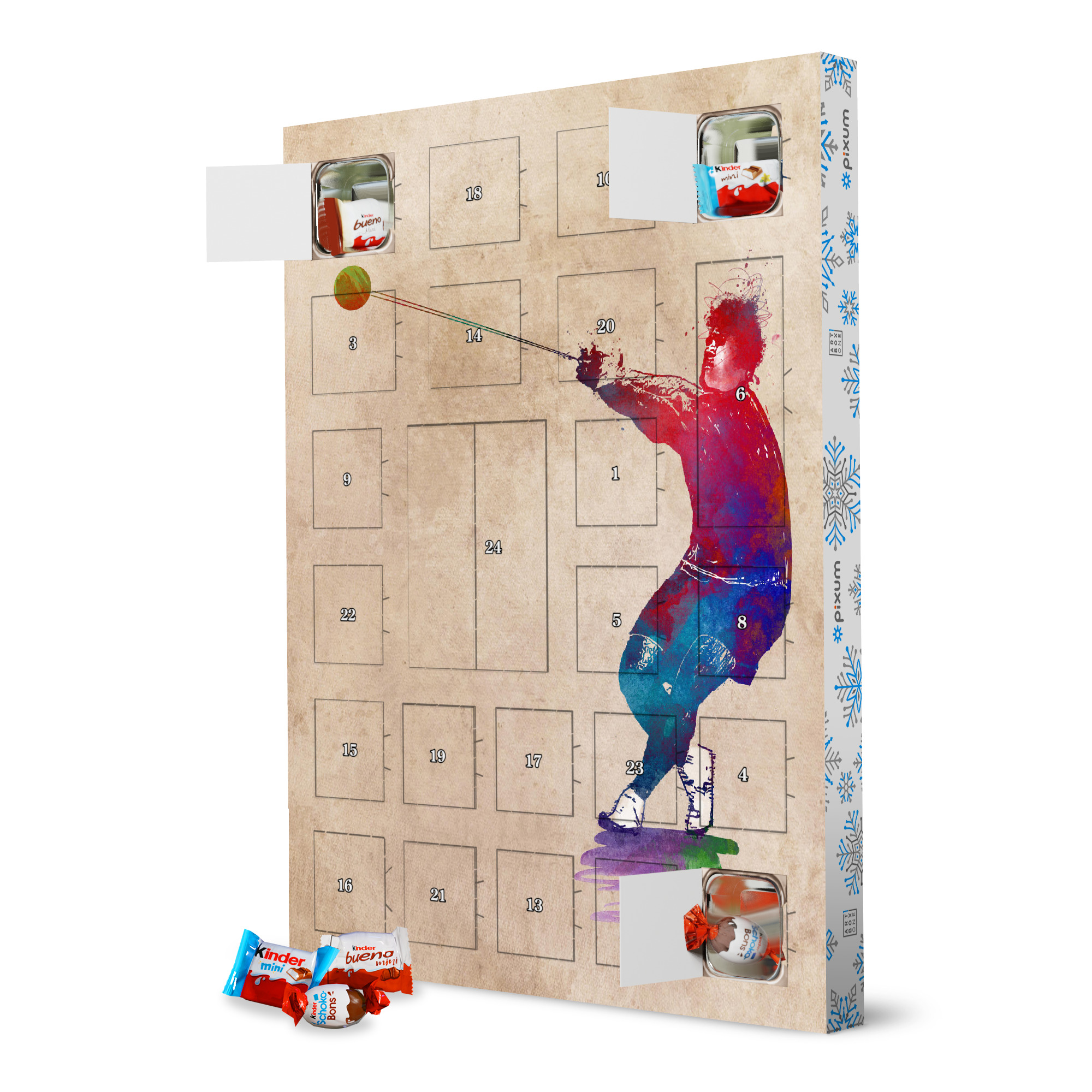 Adventskalender XXL mit Produkten von Kinder Hammer throw sport artboxONE Adventskalender Sport
