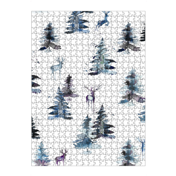 Puzzle Ravensburger "Winter Deers Forest Scandi Blue" artboxONE - Natur,Für Kinder,Tiere