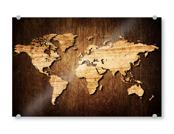 Acrylglasbild "World Map - Wood (matart)" artboxONE - Kartografie