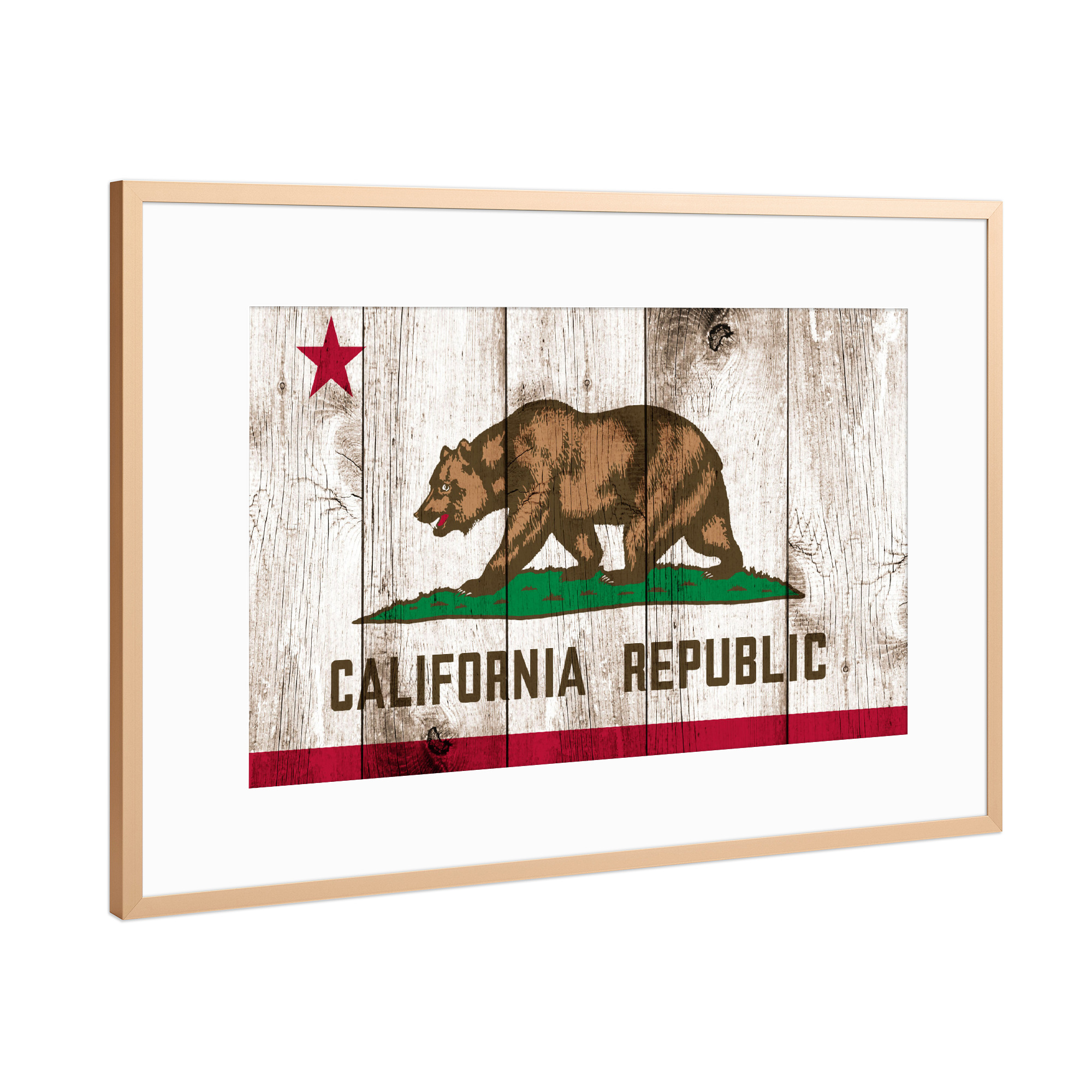 Poster mit Rahmen Kupfer "California Vintage Flag" artboxONE - Abstrakt,Reise / Länder