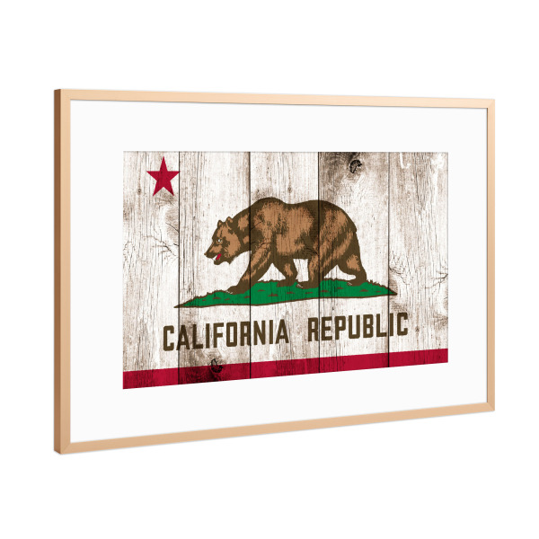 Poster mit Rahmen Kupfer "California Vintage Flag" artboxONE - Abstrakt,Reise / Länder