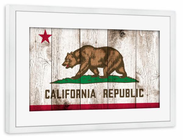 Poster mit Rahmen weiß "California Vintage Flag" artboxONE - Abstrakt,Reise / Länder