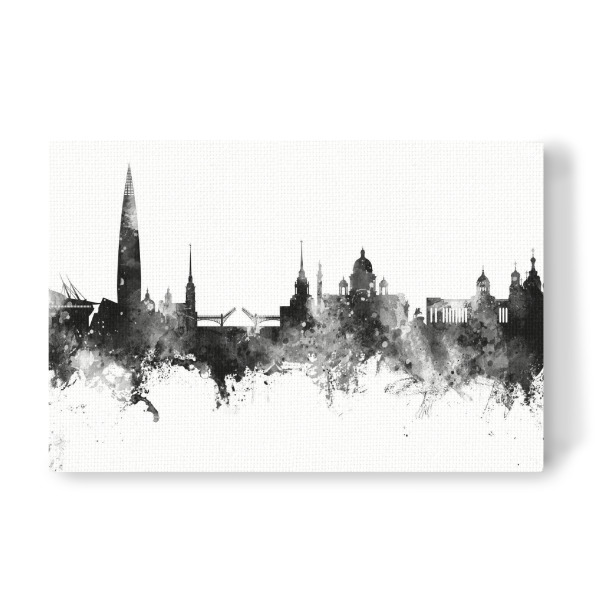 Leinwandbild "St Petersburg Skyline Black" artboxONE - Städte,Schwarzweiß