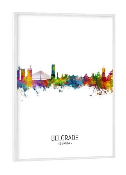 Poster mit weißem Rahmen "Belgrade Serbia Skyline Portrait" artboxONE - Städte