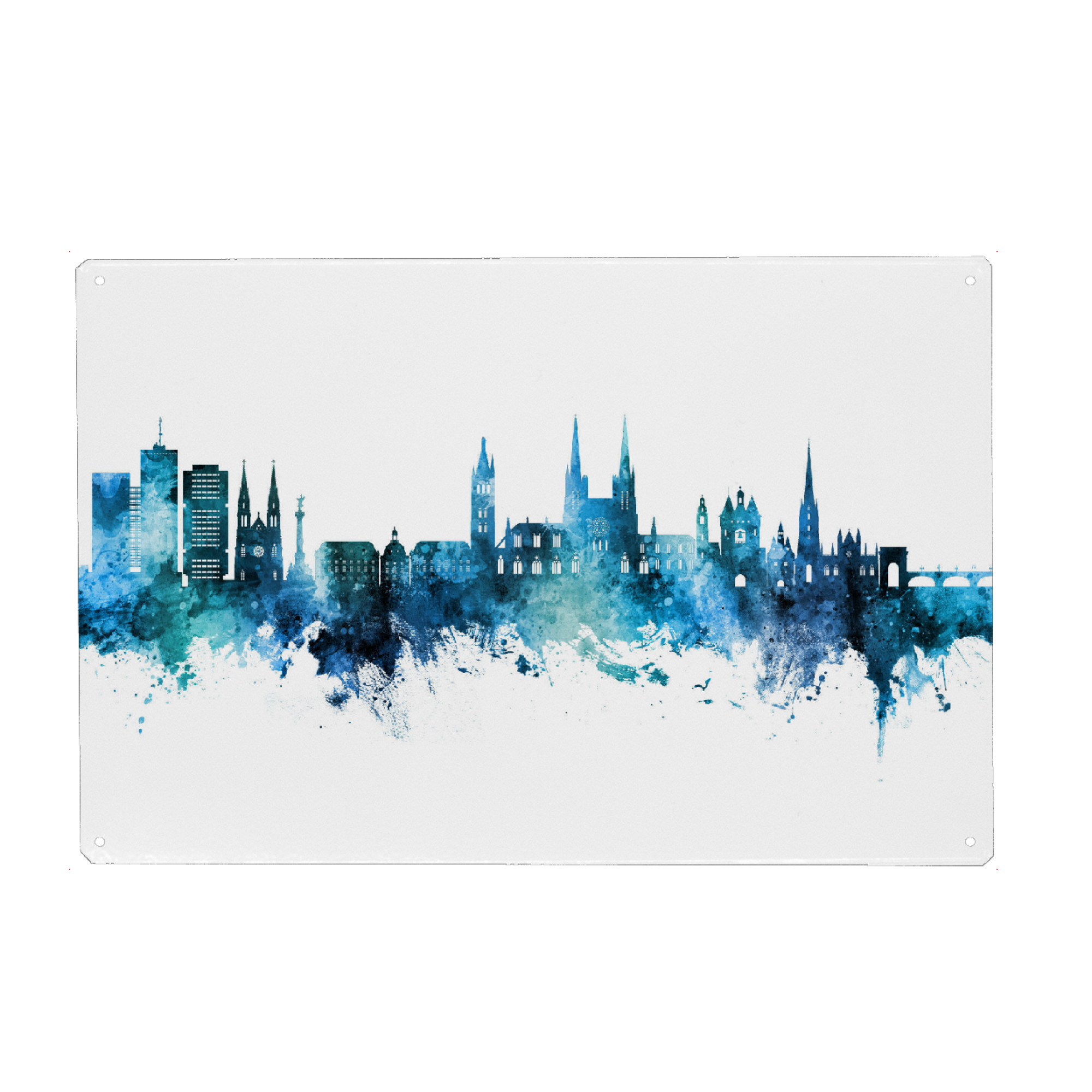 Metall Poster "Bordeaux France Skyline Blue" artboxONE - Städte