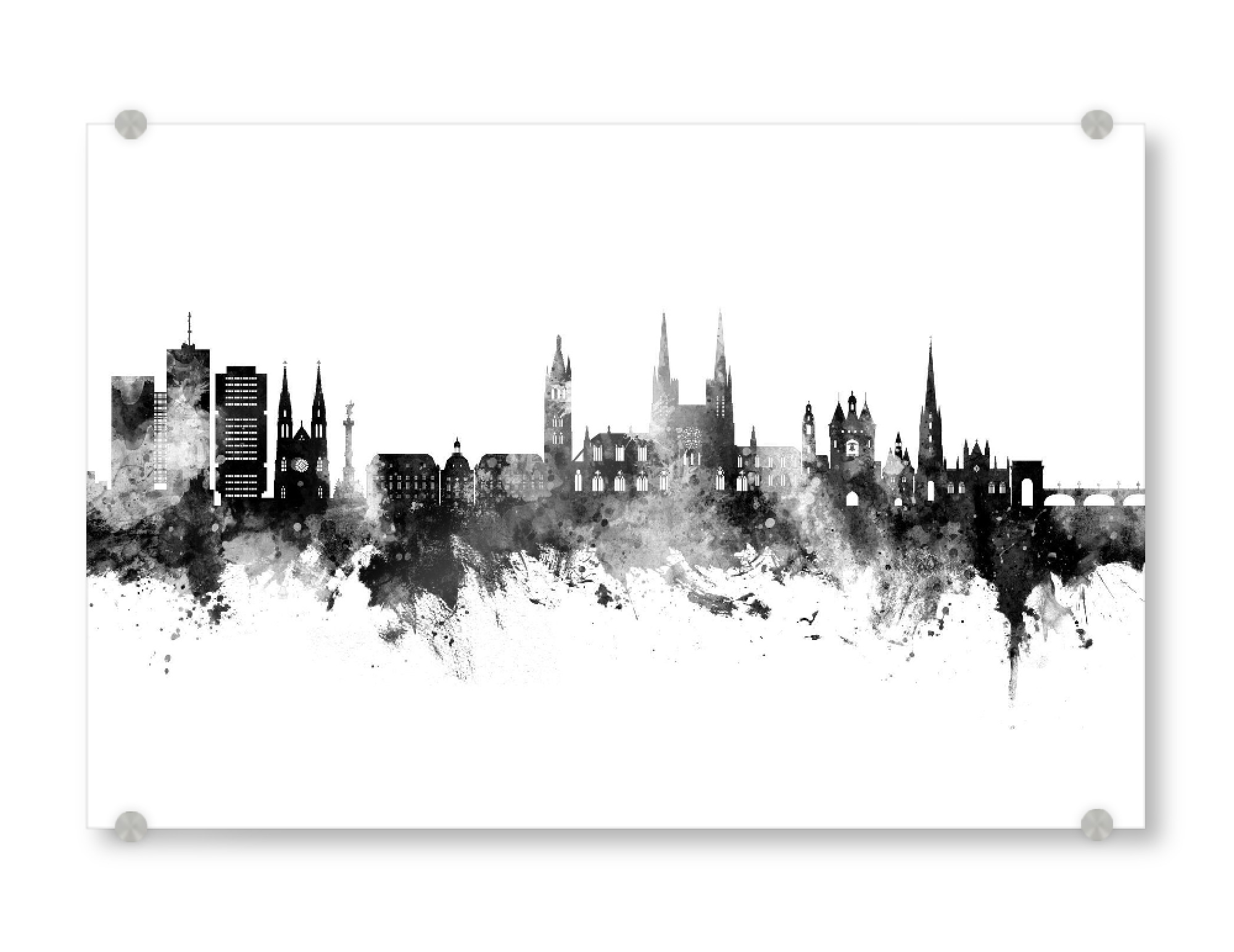 Acrylglasbild "Bordeaux France Skyline Black" artboxONE - Städte