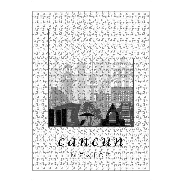Puzzle Ravensburger "Cancun skyline black white" artboxONE - Städte,Reise,Architektur,Kartografie