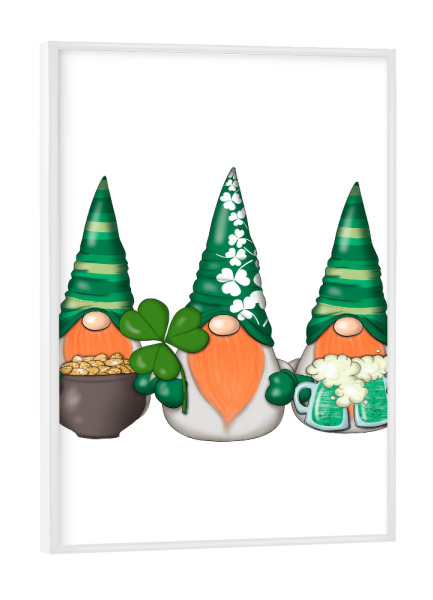Poster mit weißem Rahmen "March Gnomes St.Patricks Day" artboxONE - Typografie,Essen & Trinken,Für Mama,Festivals,Lustig