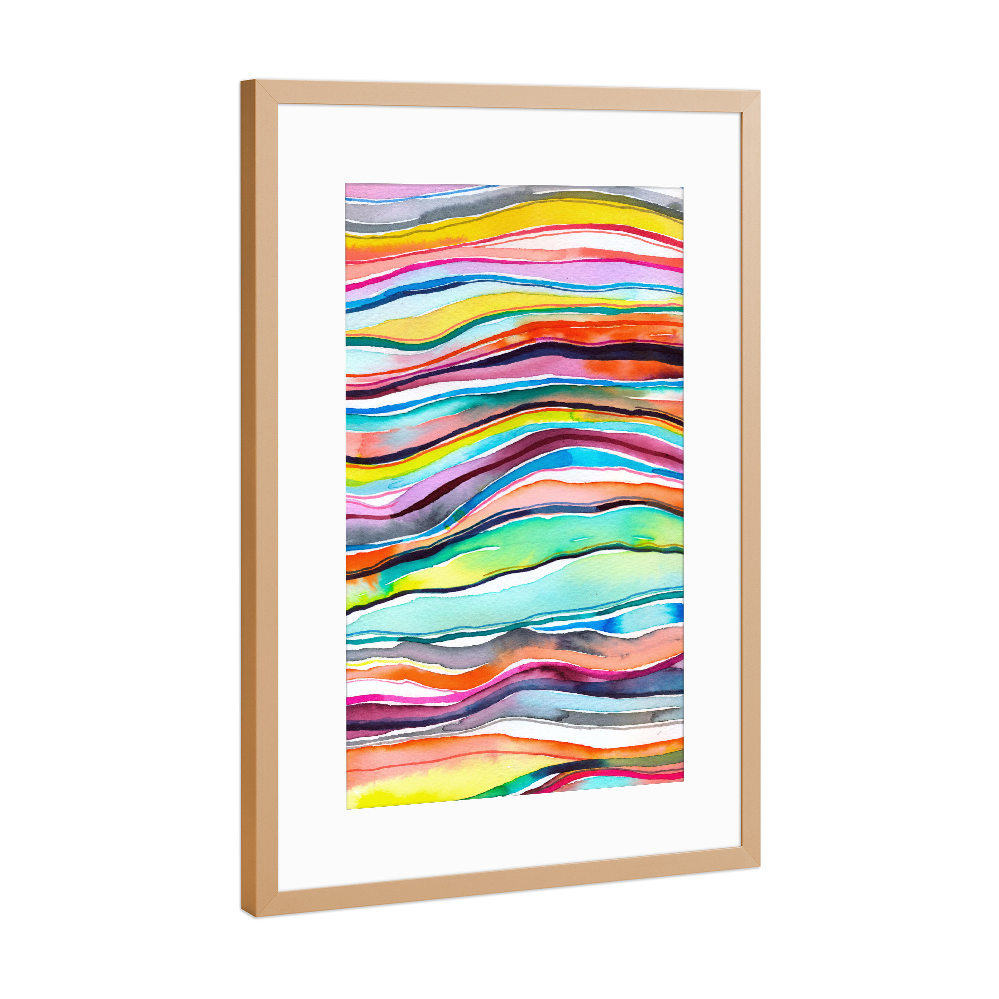 Poster mit Rahmen Kupfer "Colorful Mineral Agate Rainbow" artboxONE - Abstrakt,Marmor,Lustig