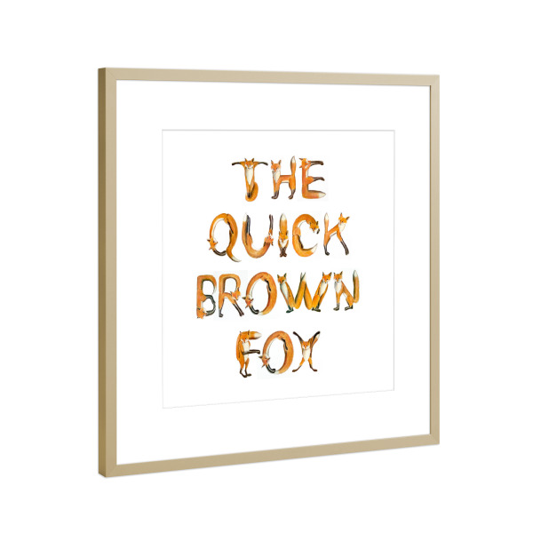 Poster mit Rahmen Gold "The Quick Brown Fox" artboxONE - Typografie,Für Kinder,Tiere