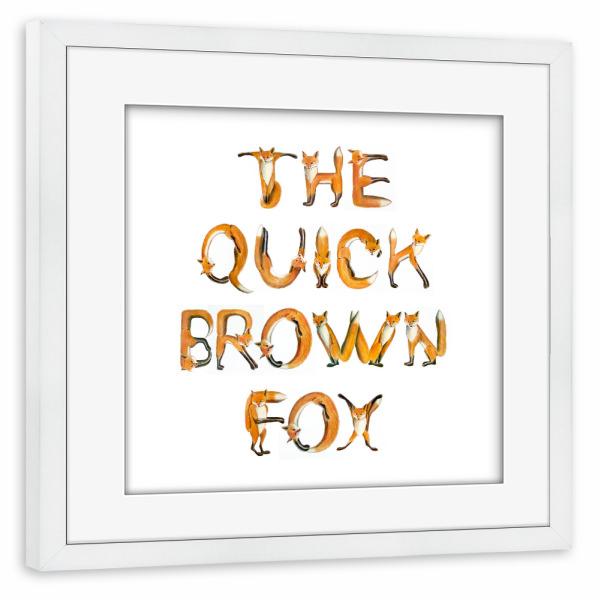 Poster mit Rahmen weiß "The Quick Brown Fox" artboxONE - Typografie,Für Kinder,Tiere