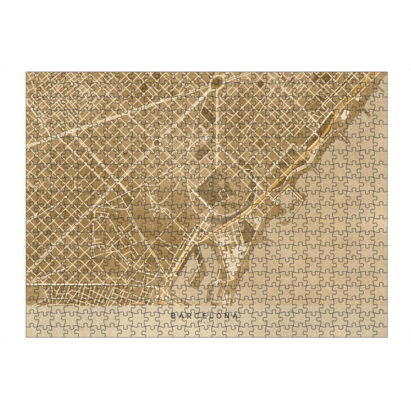 Puzzle Ravensburger "Sepia Vintage map of Barcelona" artboxONE - Kartografie - Sepia,Vintage,Map,Barcelona,Distressed,Karte,Spanien,Spain