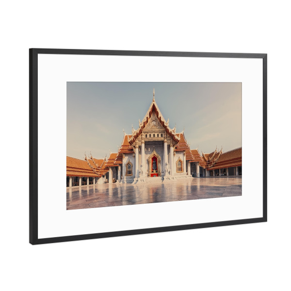 Poster mit Rahmen Schwarz (Metallic) "Wat Benchama Bophit" artboxONE - Städte,Reise,Architektur,Reise / Asien,Reise / Länder
