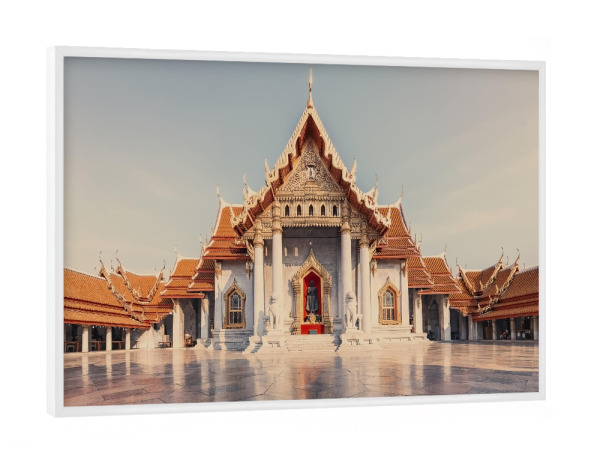 Poster mit weißem Rahmen "Wat Benchama Bophit" artboxONE - Städte,Reise,Architektur,Reise / Asien,Reise / Länder