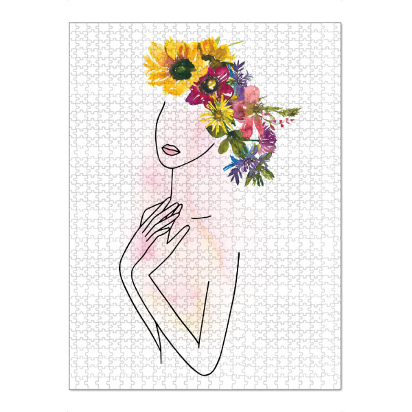 Puzzle Ravensburger "Lovely Girl with Flowers" artboxONE - Floral,Menschen